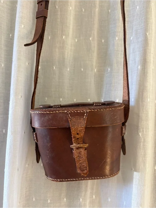 vintage brown leather case for binoculars
