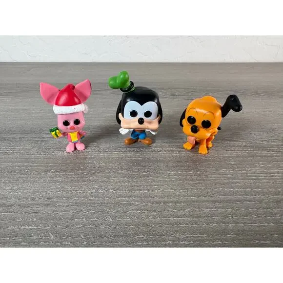 Disney Mini Funko Pop Piglet, Goofy,‎ Pluto Figures- EUC