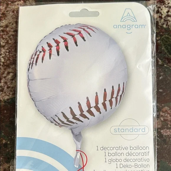 Set of 3 White Baseball Mylar Balloons New