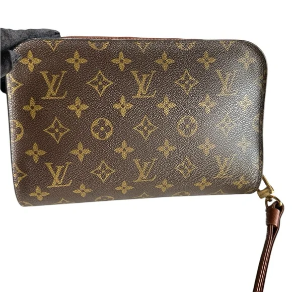 Stunning Brown and Gold Monogram Pouch