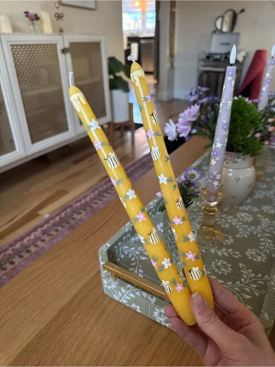 Hand painted taper candles