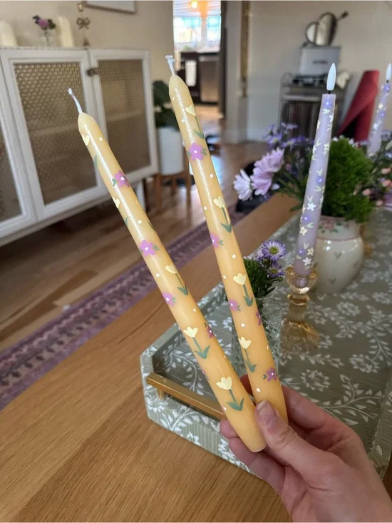 Hand painted taper candles