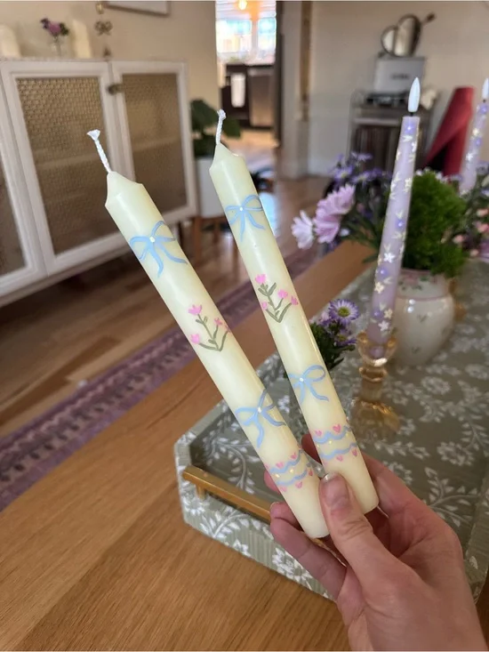Hand painted taper candles