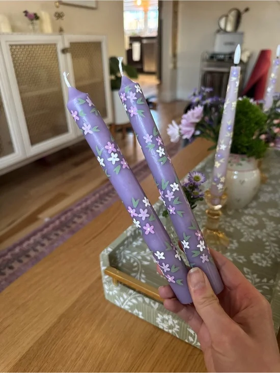 Hand painted taper candles