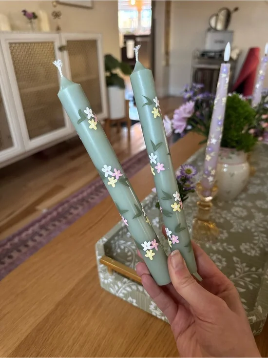 Hand painted taper candles