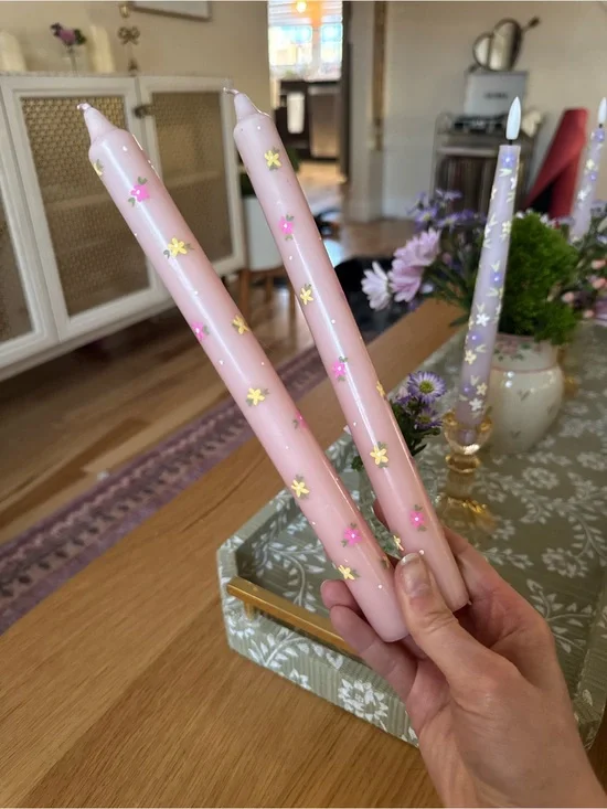 Hand painted taper candles