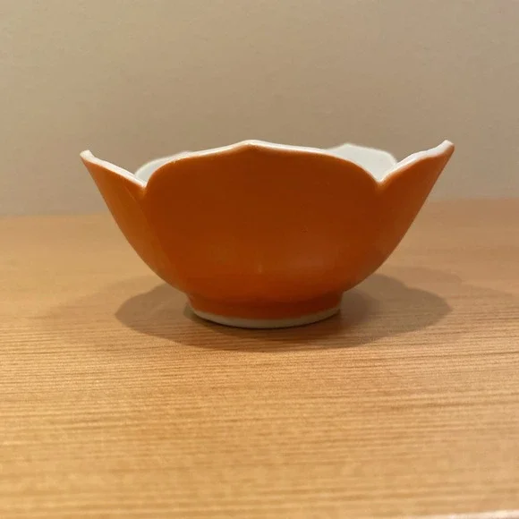 Vintage Knobler Japan Lotus Bowl Porcelain |‎ MCM Kitchen Decor Orange 3.5