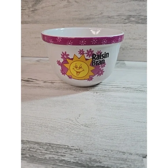 Kellogg's Raisin Bran Sun Cereal Bowl Houston Harvest 2004 Purple Floral 31455