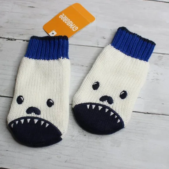 Gymboree Boy Winter Knit Mittens Toddler Size 2T 3T Puppy Dog Navy Blue