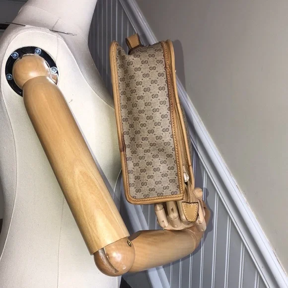 GUCCI Micro GG Sherry Line Top Handle Leather Lining Travel Case Shaving Kit