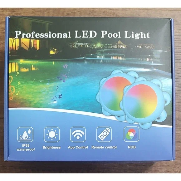 2 Pack 20W RGB Smart LED Pool Lights with APP & Remote Control - 2x33ft Cord A16