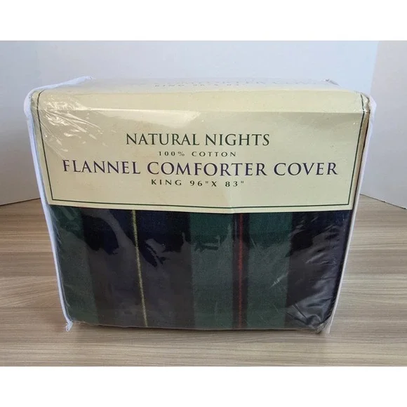 Natural‎ Nights Classic Plaid King Size Duvet Cover Cotton Made in Portugal NEW