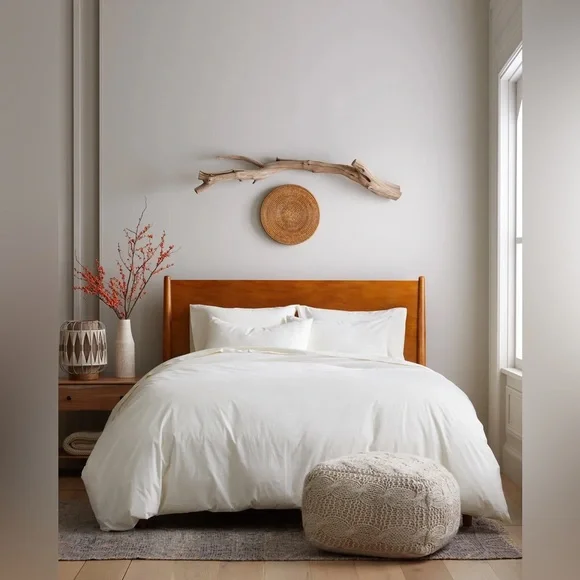 NEW Quince Organic Brushed Cotton Duvet Cover in Ivory Full/Queen with Two Shams