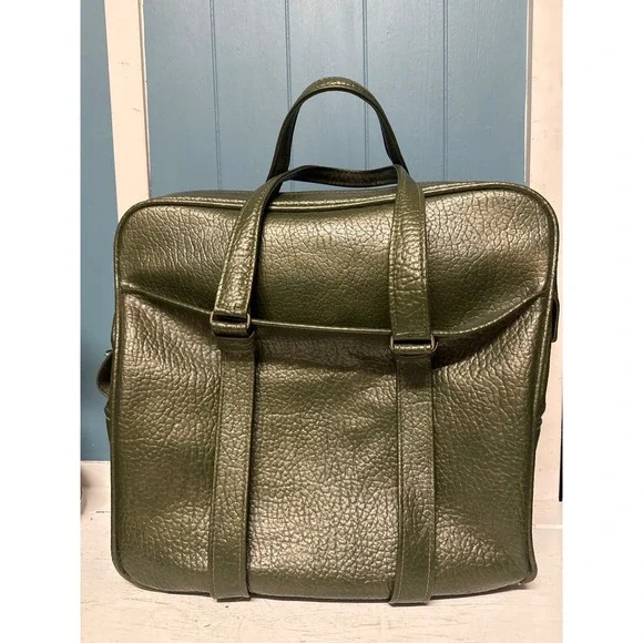 Vintage Samsonite Silhouette Olive Green Pebbled Carry On Travel Bag Case