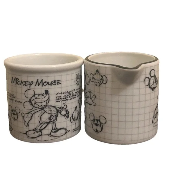 Disney Sketchbook Mickey Mouse Covered Sugar Bowl and Creamer Set‎