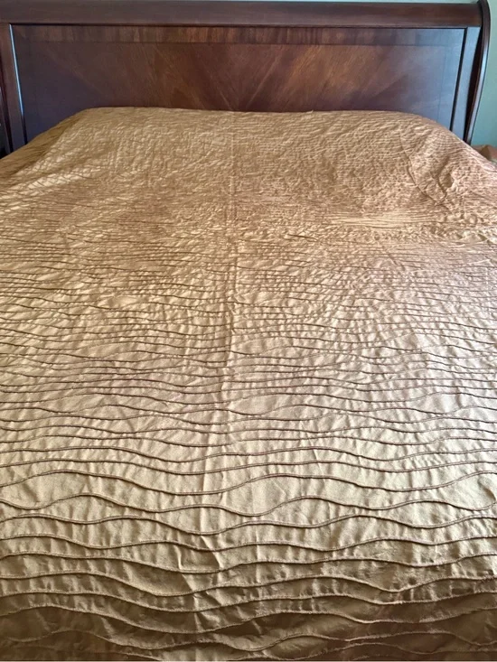 Luxury Pleated Gold Brown Full size duvet cover