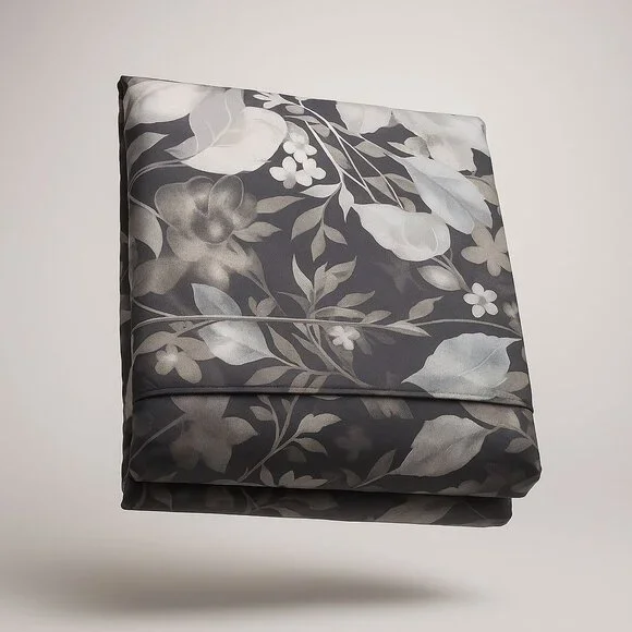 Ralph Lauren Home Avery Full/Queen Duvet Cover Grey Floral Chrysanthemum Heather