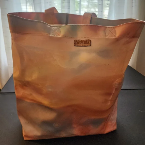 Consuela Peach and Pink Tie-Dye Canvas Tote
