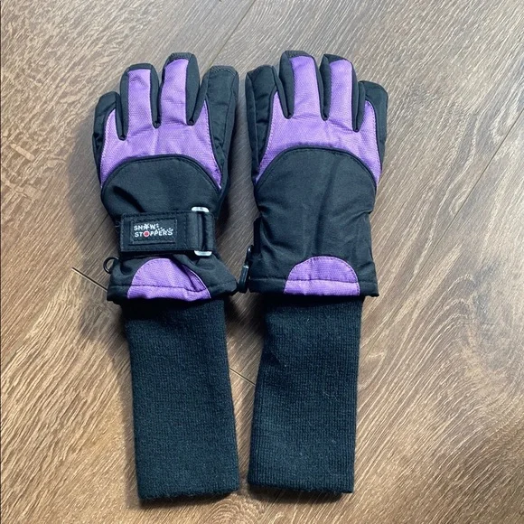 Kids Purple and Black Winter Gloves - XS