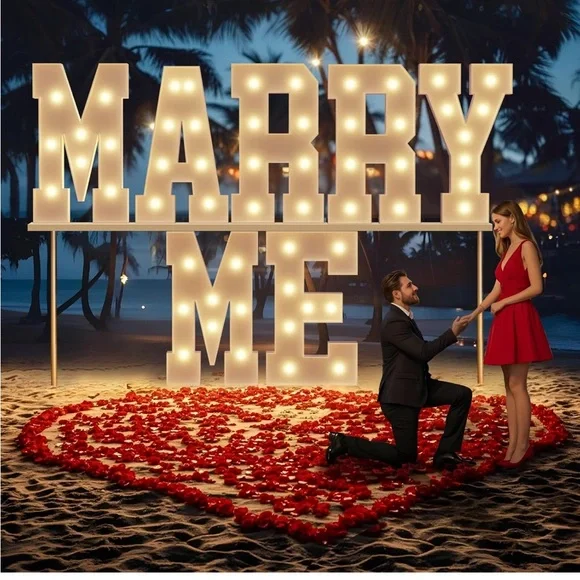 LED Marquee 'Marry Me' Party Lights