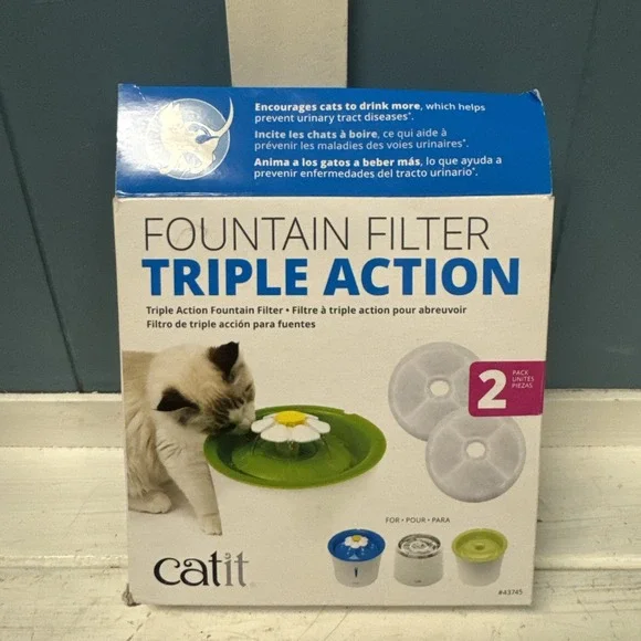 Catit 2.0 Triple Action Flower Fountain Replacement Water Softening Filter 43745