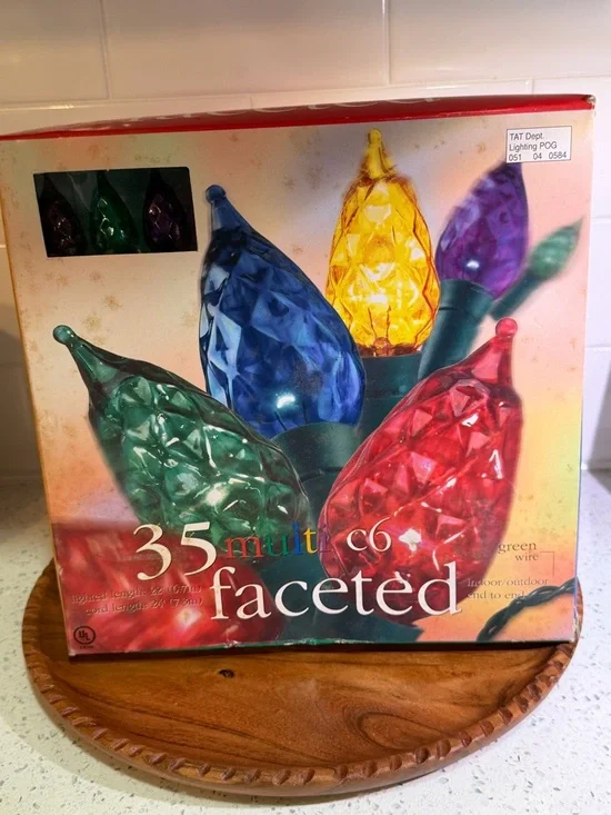 Vintage Christmas Faceted C6 35-Light Multicolor String Lights