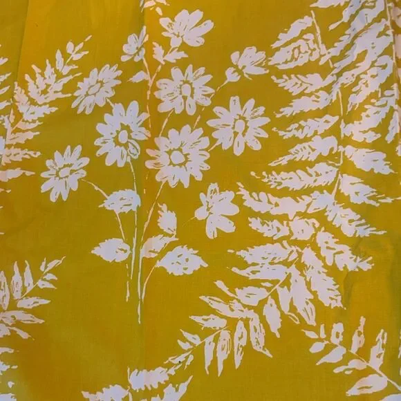 🎀Vintage 🎀 Wamsutta Mustard Yellow & White Floral Fern Twin XL Flat Sheet 70x102