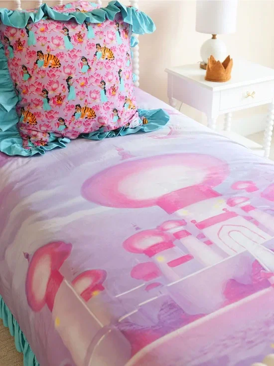 Posh Peanut Pink & Teal Disney Princess Jasmine Castle Duvet Cover