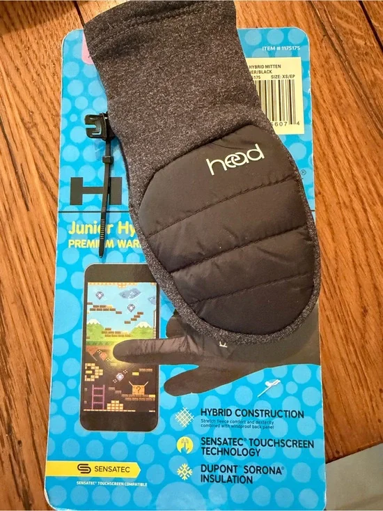 Head Black Junior Hybrid Touchscreen Mittens