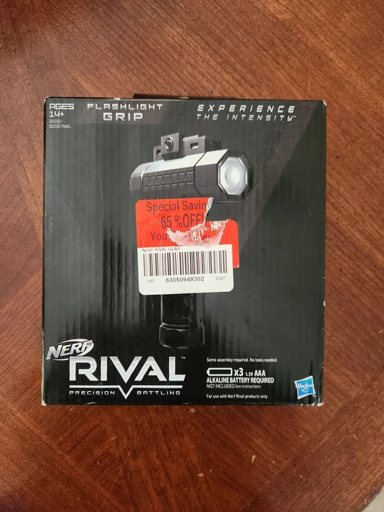 New Nerf Rival Black Flashlight Grip with White Lens Accent