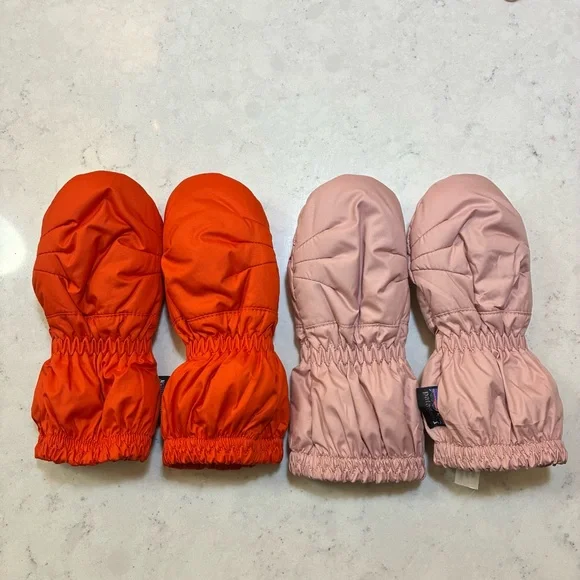 Patagonia Set of 2 Puff Mittens Mauve and Orange