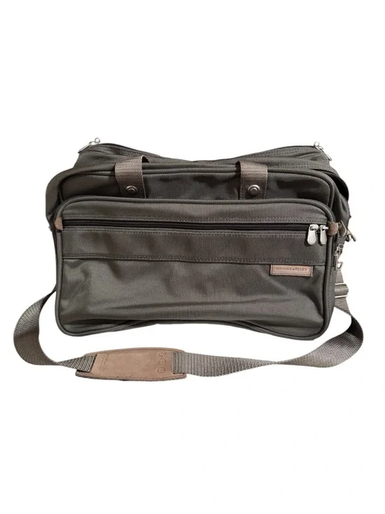 Briggs & Riley Olive Green Travelware Carryon Laptop Bag with Tan Accents