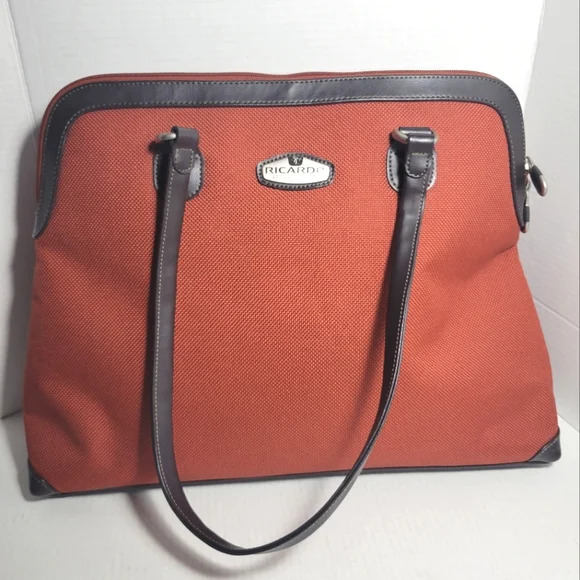 RICARDO BEVERLY HILLS Burnt Umber Textile & Brown Vegan Leather Weekender Bag