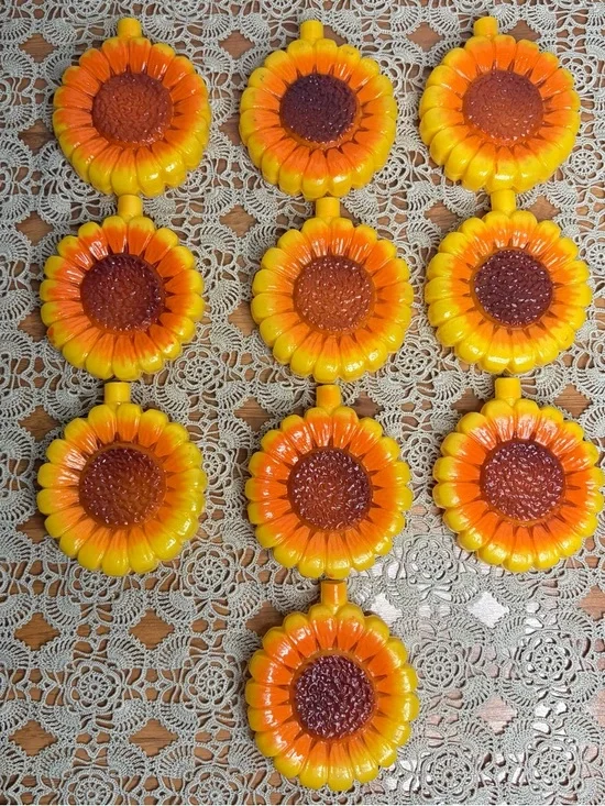 Vintage 90s Sunflower Floral Blow Mold String Light Covers Set of 10 Covers only