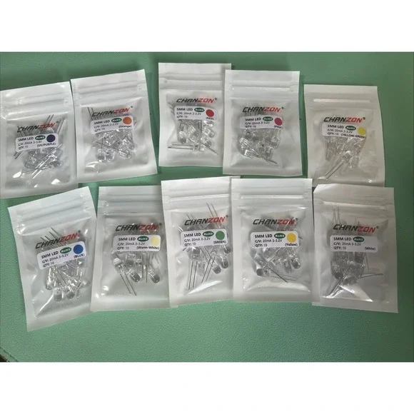 CHANZON 100pcs 5mm LED Diode Lights Assortment 10 Colors x 10pcs Diodes (Clear T