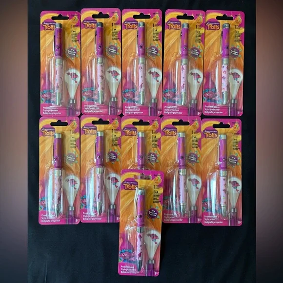 Lot of 11 DreamWorks Trolls Poppy Movie Projector Pen Black Ink 1.0mm Tip New