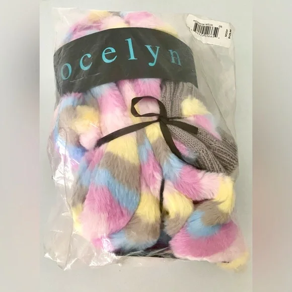 Jocelyn Colorful Striped Kids Scarf and Mittens Set