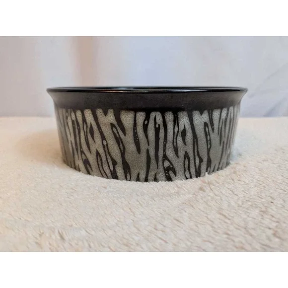 Gibson Everyday Ceramic Bowl Black Gray Animal Print Dishwasher Microwave Safe