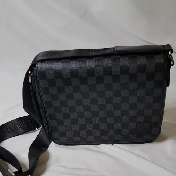 Louis Vuitton Black Checkered Messenger Bag