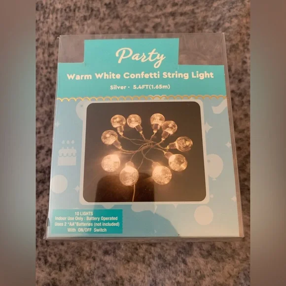 Party Warm White Confetti String Light - Silver