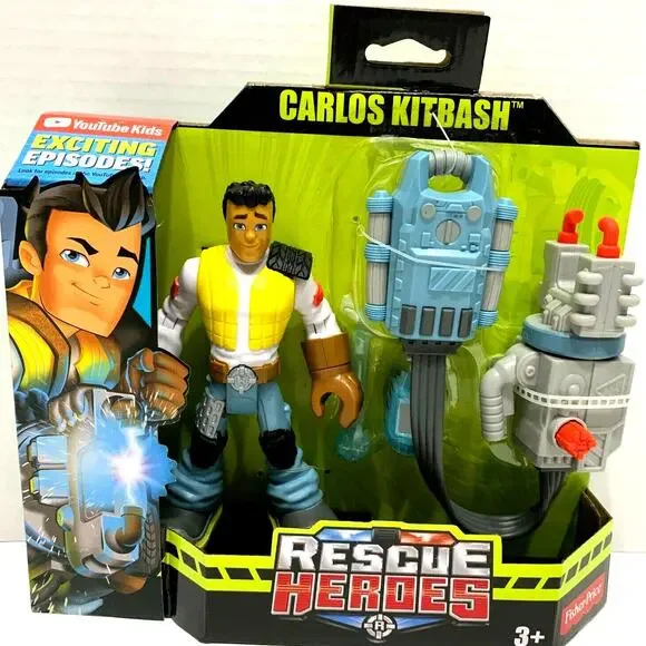 Fisher-Price Rescue Heroes Carlos Kitbash 6-In Figure with Accessories Age3+ NEW