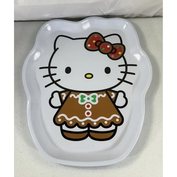 Sanrio Hello Kitty Gingerbread Christmas Melamine Platter Character Shape 14x12
