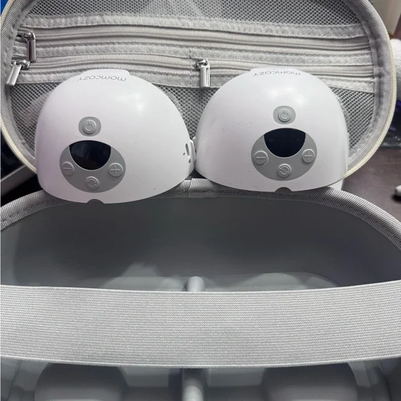 Momcozy Gray and White breast pumps