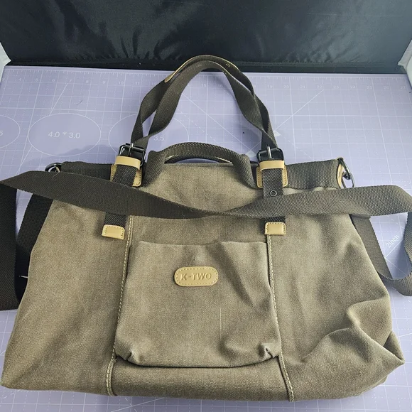 Men's Khaki Canvas Messenger Bag