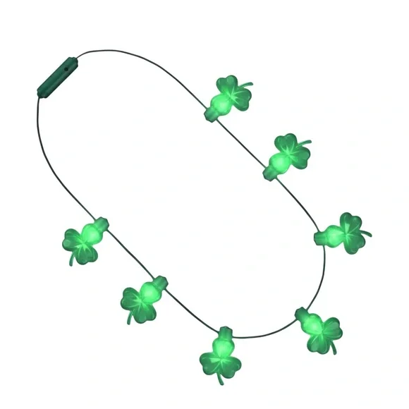 LED Shamrock Necklace - Green Clover Light Strand