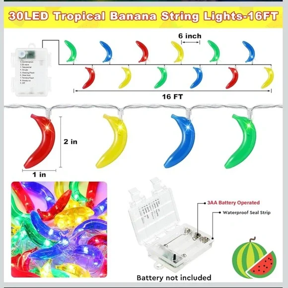 Colorful Banana String Lights- NIB