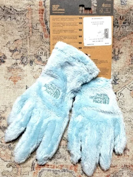 NWT North Face Osito Fleece Touchscreen Gloves Blue Girls Large