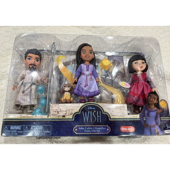 Disney's Wish 6'' Asha,‎ Dahlia & Magnifico Petite Doll Gift Set NIB