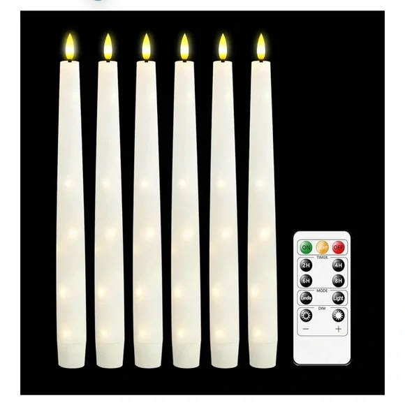 Remote-Controlled LED Taper Candles - White