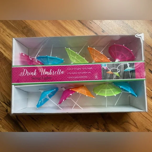 DEI Indoor/Outdoor Colorful Drink Umbrella String Lights 110 Volt